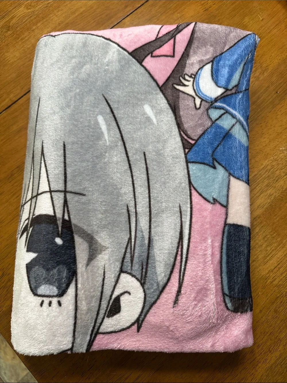 Cute Pink Anime Character Throw Blanket with Schoolgirl Design